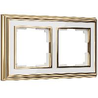Дизайнерская рамка 2 местная, золото / белый, алюминий, акрил, W0021329 Werkel