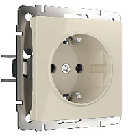 Дизайнерская розетка с заземлением и шторками, слоновая кость глянцевый, W1171103 Werkel