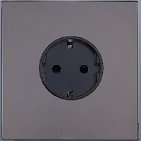 Дизайнерская розетка с заземлением, темный глянец, SJAN88EC11, Salvador
