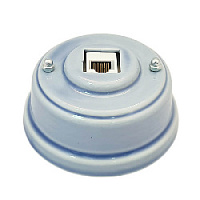 Розетка компьютерная RJ 45 (cat.6), небесно-голубой, серебристая фурнитура, РК6НС ЛЕАНЗА