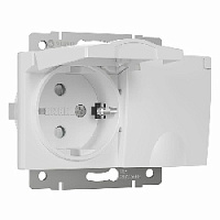 Дизайнерская двойная розетка с заземлением, шторками и с крышкой IP44, белый глянцевый, W1172201 Werkel