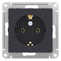 Дизайнерская розетка с заземлением, карбон, ATN001043 Schneider Electric, серия Atlas Design