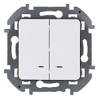 Дизайнерский выключатель с подсветкой, белый, 673630 Legrand, двухклавишный, серия Inspiria