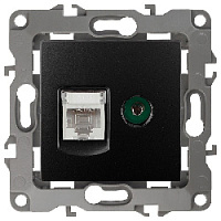 Дизайнерская розетка RJ-45 + TV, антрацит, Б0027445 Эра, серия 12