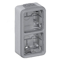 Подъемная коробка для наружного монтажа 2 местная, серый, 069661 Legrand, вертикальная установка, серия Plexo