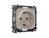Комплект механизма электрической розетки с/з c шторками, серо-бежевый матовый, MO367010 Ambrella Volt