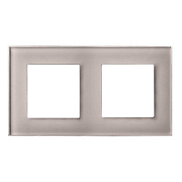 Дизайнерская рамка 2 местная, светло-дымчатый, стекло, GL-P102-LSG CGSS, серия Эстетика