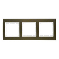 Дизайнерская рамка 3 местная, коричневый/полярная белизна, алюминий, 10133021 Berker, серия B.3
