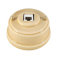 Розетка компьютерная RJ 45 (cat.6), песочный, золотистая фурнитура, РК6ПЗ ЛЕАНЗА