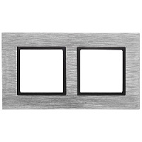 Дизайнерская рамка 2 местная, сталь, металл, Б0034551 Эра, серия Elegance