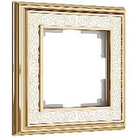 Дизайнерская рамка 1 местная, золото / белый, алюминий, акрил, W0011429 Werkel