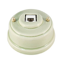 Розетка компьютерная RJ 45 (cat.6), зеленый, золотистая фурнитура, РК6ЗЗ ЛЕАНЗА