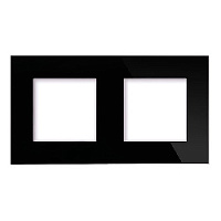 Дизайнерская рамка 2 местная, черный, стекло, GL-P102-BCG CGSS, серия Эстетика