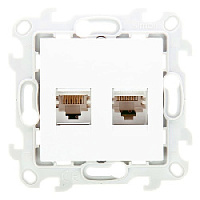 Дизайнерская розетка компьютерная 2хRJ-45 кат. 5е, белый, 2450593-030 Simon, серия 24 Harmonie