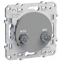 Дизайнерская розетка R/TV-SAT проходная, алюминий, S53R456 Schneider Electric, серия Odace