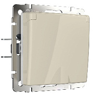 Дизайнерская розетка с заземлением, шторками и с крышкой IP44, слоновая кость глянцевый, W1171203 Werkel