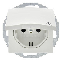 Дизайнерская розетка с заземлением и с крышкой, полярная белизна, матовый, 47441909 Berker, серии S.1/B.3/B.7