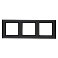 Дизайнерская рамка 3 местная, антрацитовый, бархатный лак, 10136096 Berker, серия Q.3