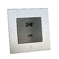 Дизайнерская розетка USB A + USB C Aura Никель браш, BANUSBTC Bonze