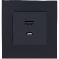 Дизайнерская розетка USB Type-C, черный, SJAN13A1A12 Salvador