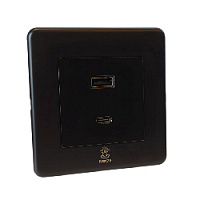 Дизайнерская розетка USB A + USB C Mira Черный уголь, BMBUSBTC Bonze