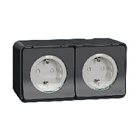 Блок дизайнерских розеток с заземлением и шторками, антрацит, MUR36029 Schneider Electric, серия Merten D-Life