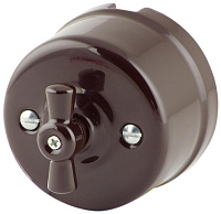 Ретро выключатель одноклавишный, проходной, темно-коричневый, R-SW-12-ТК (KM) Retrika