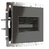 Дизайнерская розетка RJ-45 + RJ-11, серо-коричневый глянцевый, WL07-RJ11+RJ45 Werkel