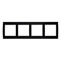 Дизайнерская рамка 4 местная, черный/полярная белизна, алюминий, 10143025 Berker, серия B.3