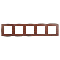 Дизайнерская рамка 5 местная, вишня, Б0014788 Эра, серия 12
