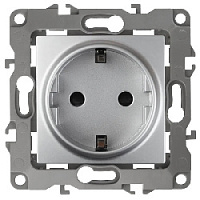 Дизайнерская розетка с заземлением без м.лапок, алюминий, Б0014683 Эра, серия 12
