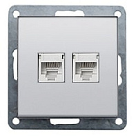 Накладка двойная с суппортом для информационных разъемов, серебристый металлик, 846203-0 LK Studio