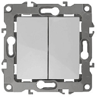 Дизайнерский выключатель, белый, Б0014663 Эра, двухклавишный проходной, серия 12