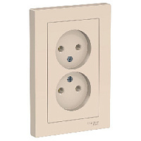 Дизайнерская двойная розетка без заземления, бежевый, ATN000220 Schneider Electric, серия Atlas Design