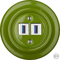 Ретро розетка USB ярко-зеленый глянцевый NICHGsUSBw Katy Paty