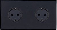 Дизайнерская двухпостовая розетка с заземлением, черный, SJAN13A1A11 Salvador