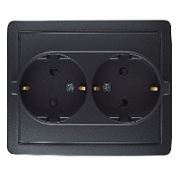 Дизайнерская розетка с заземлением и шторками, двойная, графит, 1590451-038 Simon, серия 15