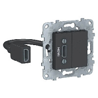 Дизайнерская розетка HDMI, антрацит, NU543054 Schneider Electric, серия Unica New