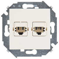 Дизайнерская розетка телефонная 2хRJ-11, бежевый, 1591589-031 Simon, серия 15