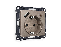 Комплект механизма электрической розетки 2USB A+C 20W (быстрая зарядка) с/з, темная бронза матовый, MA640010 Ambrella Volt