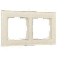 Дизайнерская рамка 2 местная, молочный, стекло, W0021141 Werkel