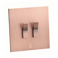 Дизайнерский выключатель Aura Медь браш, BAC2KBE Bonze двухклавишный проходной
