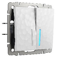 Дизайнерский выключатель с подсветкой, белый, W1222101 Werkel, двухклавишный проходной, серия Hammer