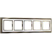 Дизайнерская рамка 5 местная, бронза / белый, алюминий, акрил, W0051327 Werkel