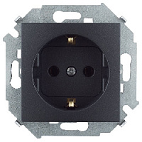 Дизайнерская розетка с заземлением, графит, 1591432-038 Simon, серия 15
