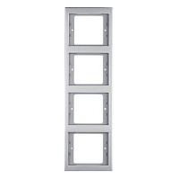 Дизайнерская рамка 4 местная, вертикальная, нержавеющая сталь, матовый лак, металл, 13437004 Berker, серия K.5