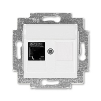 Дизайнерская розетка компьютерная RJ-45 кат. 6 и заглушка, белый, 2CHH296117A6003 ABB, серия Levit