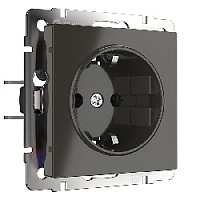 Дизайнерская розетка с заземлением и шторками, серо-коричневый глянцевый, W1171107 Werkel