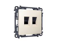 Комплект механизма компьютерной двойной розетки RJ-45 с автоматической защитной шторкой, бежевый матовый, MA332110 Ambrella Volt