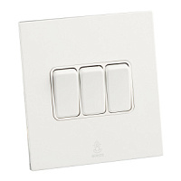 Дизайнерский выключатель Aura Белый лед, BAW3KB Bonze трехклавишный проходной